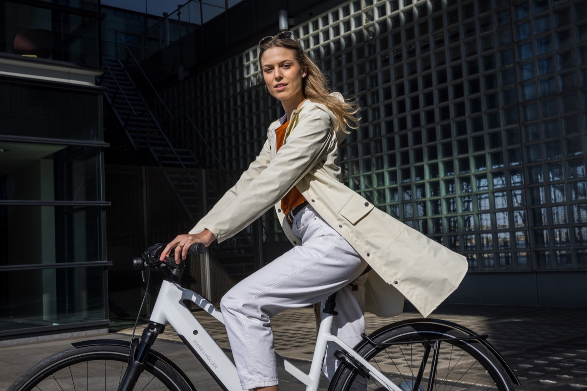 Woman on Riese & Müller e-bike for campaign