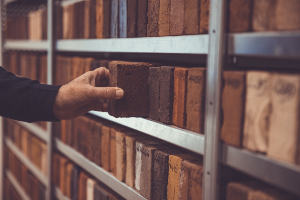 Architect selecting brick from material library